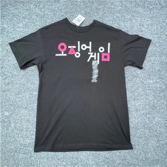 Squid Games Shirt Adult Medium Black Crew Short Sleeve Korean Logo Netflix Mens - Picture 1 of 4